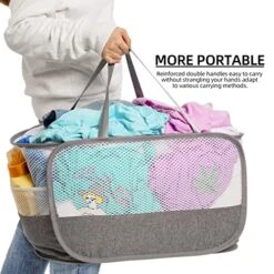 COMLIFE Strong Mesh Horizontal Pop Up Laundry Hamper, Extra Large Opening Laundry Basket, Easy To Put Clothes In. Use Waterproof And Dustproof Cloth At The Bottom -Songmics Furniture Shop 51a4BQWLMDL