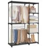 SONGMICS Portable Closet, Freestanding Closet Organizer, Clothes Rack With Shelves, Hanging Rods, Storage Organizer, For Cloakroom, Bedroom, 44.1 X 16.9 X 65 Inches, Black URYG24BK