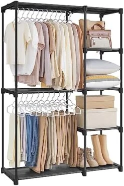 SONGMICS Portable Closet, Freestanding Closet Organizer, Clothes Rack With Shelves, Hanging Rods, Storage Organizer, For Cloakroom, Bedroom, 44.1 X 16.9 X 65 Inches, Black URYG24BK -Songmics Furniture Shop 51a5d6Nt74L. AC