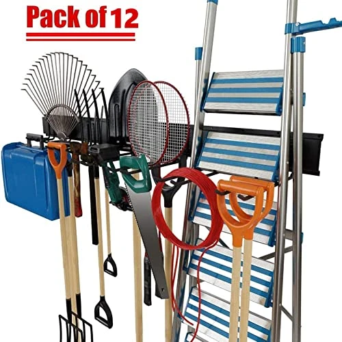 TORACK Tool Storage Rack, Heavy Duty Steel Garage Wall Mount Garden Tool Organizer For Ladders, Chairs, Shovels, Broom, Power Tools (8-Pack 5.7"-11" Mixed Hooks, Up To 800 Lbs) 3 TORACK Tool Storage Rack, Heavy Duty Steel Garage Wall Mount Garden Tool Organizer For Ladders, Chairs, Shovels, Broom, Power Tools (8-Pack 5.7"-11" Mixed Hooks, Up To 800 Lbs) - Image 3