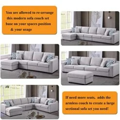 Asunflower Sectional Couches For Living Room Modular Sectional Sofa Ottoman Set 6 Seater Fabric Grey Couches L Shape Sectional Furnitures For Apartment,Large (6 Pillows) -Songmics Furniture Shop 51aA5z2h67L