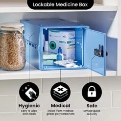 Lockabox One™ | Premium Medicine Lock Box For Medication, Vitamins & Supplements | One Size 12 X 8 X 6.6 Inches Externally (Medi Blue) -Songmics Furniture Shop 51aAbbJyP5L