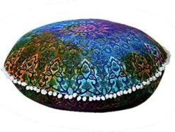 Rajasthaniartdecor Round Pouf Cover Cushion Cotton With Pom Meditetion Seating For Living Dorm Room Color Size 32 Inch Inches (Cover Only) (Blue Gold), RADC003-V, Inches(80 Cm) 26 Rajasthaniartdecor Round Pouf Cover Cushion Cotton With Pom Meditetion Seating For Living Dorm Room Color Size 32 Inch Inches (Cover Only) (Blue Gold), RADC003-V, Inches(80 Cm) -Songmics Furniture Shop 51aFVhwmhOL. AC