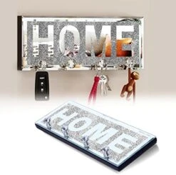 SHYFOY Mirrored Key Holder For Wall Decorative Love Letter Sign Plaque Key Hanger For Wall Decor, Glitter Key Rack Wall Hanger With 4 Crystal Hooks For Entryway Front Door Key Hanging -Songmics Furniture Shop 51aJEqr4ERL. AC