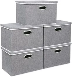 Yawinhe Collapsible Storage Box (1-Pack), 15x9.8x9.8in, Waterproof Storage Basket Bins, With Lids And 2 Handles, For Clothes, Closet Organizers And Storage Containers, Grey, USNK066GL-1 -Songmics Furniture Shop 51aK9HqEnTL. AC 1