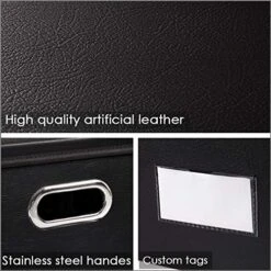 PRANDOM Large Collapsible Storage Bin With Lid [1-Pack] Leather Fabric Foldable Storage Box Organizer Containes Basket Cube With Cover For Home Bedroom Closet Office Nursery Black (17.7x11.8x11.8) -Songmics Furniture Shop 51aOhxzto2L