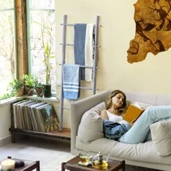 5 Ft Rustic Blanket Ladder Farmhouse - Quilt Ladder For Bedroom | Wood Ladder Decor | Decorative Ladder For Blankets - Easy To Assemble | Wooden Ladder For Blankets | Farmhouse Wooden Blanket Ladder -Songmics Furniture Shop 51aP3QuMqNL