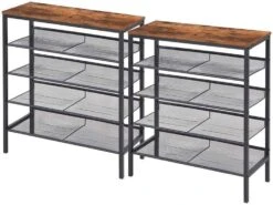 YMYNY Shoe Bench, 3-Tier Shoe Rack With Mesh Shelves, 28.7'' Long Shoe Storage Shelf With Seat For Entryway, Hallway, Mudroom, Bedroom, Closet, Bedroom Rustic Brown, UHTMJ004H -Songmics Furniture Shop 51aRV4PWv6L. AC