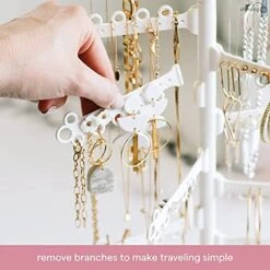 All Hung Up 12-Tier 17" Wall Jewelry Organizer : Command Strips Included For Easy Hanging : 120 Earring Organizer Holes : Necklace Organizer : Bracelet Holder : Ring Holder : Rotating Branches (White) -Songmics Furniture Shop 51aXZrqQSDL