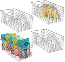 MDesign Shallow Metal Wire Basket For Storage Pantry - Kitchen Organization Basket With Handles - Bin Basket For Organizing Cabinets Or Countertop - Concerto Collection - 4 Pack - Bronze 20 MDesign Shallow Metal Wire Basket For Storage Pantry - Kitchen Organization Basket With Handles - Bin Basket For Organizing Cabinets Or Countertop - Concerto Collection - 4 Pack - Bronze -Songmics Furniture Shop 51aabmXh7wS. AC