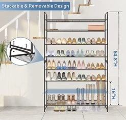 AOODA 4 Tier Long Shoe Organizer For Closet, Wide Stackable Metal Shoe Rack For Entryway, Bedroom, Floor, Shoe Shelf Storage Organizer Holds 30 Pairs Of Men Sneakers (Bronze) 9 AOODA 4 Tier Long Shoe Organizer For Closet, Wide Stackable Metal Shoe Rack For Entryway, Bedroom, Floor, Shoe Shelf Storage Organizer Holds 30 Pairs Of Men Sneakers (Bronze) -Songmics Furniture Shop 51aapNZF99L