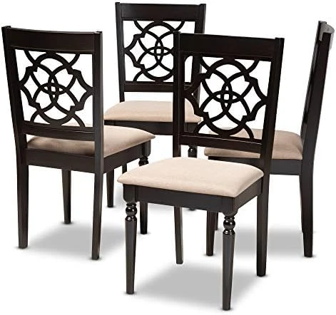 Baxton Studio Renaud Dining Set And Dining Set Grey Fabric Upholstered And Walnut Brown Finished Wood 7-Piece Dining Set 8 Baxton Studio Renaud Dining Set And Dining Set Grey Fabric Upholstered And Walnut Brown Finished Wood 7-Piece Dining Set - Image 8