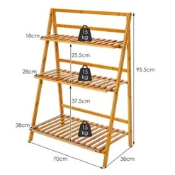 COSTWAY Bamboo Plant Stand, Foldable Multifunctional Flower Display Ladder Shelf, 3-Tier Storage Rack 8 COSTWAY Bamboo Plant Stand, Foldable Multifunctional Flower Display Ladder Shelf, 3-Tier Storage Rack -Songmics Furniture Shop 51abrCR1yRL