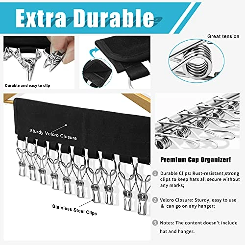 Safurine Hat Organizer Baseball Cap Storage , 4-Pack Colors Hat Holder Closets Cap Organizer Hanger Hat Storage For Baseball Caps, Socks And More - Black Blue Green Rose 4 Safurine Hat Organizer Baseball Cap Storage , 4-Pack Colors Hat Holder Closets Cap Organizer Hanger Hat Storage For Baseball Caps, Socks And More - Black Blue Green Rose - Image 4