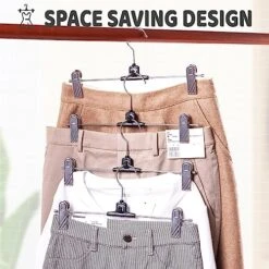 VEHHE 20 Pack Pants Hangers With Clips, Metal Skirt Hangers With 2-Adjustable Clips And 360-Rotating Hook, Multi Stackable Shorts Pants Hangers Space Saving For Women Men -Songmics Furniture Shop 51afz7NTozL