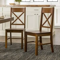 Walker Edison Modern Farmhouse Wood X-Back Armless Dining Chairs Kitchen, Set Of 2, Black -Songmics Furniture Shop 51aiSBG5UnL. AC