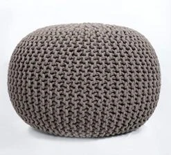 FRELISH DECOR Round Pouf Ottoman Hand Knitted 100% Cotton Pouf Foot Stool - Knitted Bean Bag - Floor Chair For Living Room Bedroom - Foot Rest For Couch (20 Diameter X 14 Height) - Natural -Songmics Furniture Shop 51aiWFU8aVS. AC