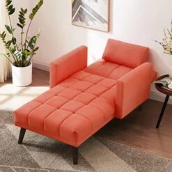 AWQM Convertible Chair Bed Sleeper,3-in-1 Futon Sofa Bed Chair With Adjustable Backrest,Tufted Velvet Chaise Lounge Sofa Bed Couch, Sleeper Chair Recliner Sofa Chair For Small Space,Red -Songmics Furniture Shop 51akgCzk5EL