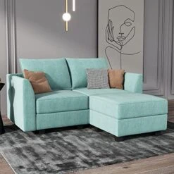HONBAY Reversible Sectional Sofa With Chaise Modern Fabric Modular Sofa Couch With Ottoman L Shaped Couch With Storage Seat For Small Space, Grey -Songmics Furniture Shop 51amIFRyNwL. AC
