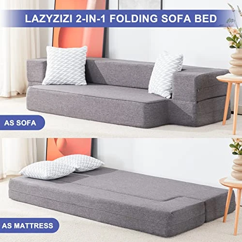 Lazyzizi Floor Sofa Bed, Fold Out Couch Bed With 2 Pillows & Washable Cover Convertible Sleeper Folding Sofa Bed Mattress For Living Room, Guest Bed, Playroom 10inches Twin 2 Lazyzizi Floor Sofa Bed, Fold Out Couch Bed With 2 Pillows & Washable Cover Convertible Sleeper Folding Sofa Bed Mattress For Living Room, Guest Bed, Playroom 10inches Twin - Image 2