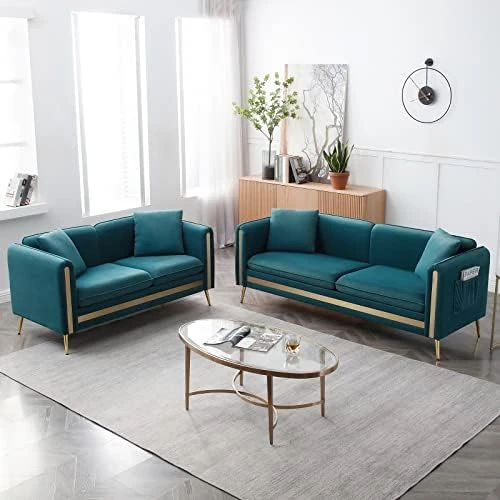 CALABASH 2 Piece Living Room Furniture Sets, Modern Tufted Velvet Sofa Couch And Loveseat With Removable Cushions Side Pocket And 4 Pillows For Bedroom Apartment(Black, 2+3 Seat) 10 CALABASH 2 Piece Living Room Furniture Sets, Modern Tufted Velvet Sofa Couch And Loveseat With Removable Cushions Side Pocket And 4 Pillows For Bedroom Apartment(Black, 2+3 Seat) - Image 10