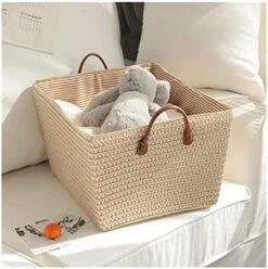 ZHYLing Handmade Basket Basket Fabric Laundry Bag Storage Bag Snacks Books Sundries Container Household Goods Storage Box Rattan Rattan Storage Rattan (Color : Multi) -Songmics Furniture Shop 51ao 17JFCS. AC