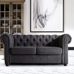 Rosevera Grier Polyester Upholstered Button Tufting Lounge Sofa Chair For Indoor Bedroom, Standard, Linen Beige Chaise -Songmics Furniture Shop 51aoku29wNL. AC