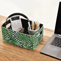 Exotic Jungle Palm Leaves Storage Basket Felt Storage Bin Collapsible Storage Box Shelves Cloth Baskets Organizer For Kids Bedroom Magazine -Songmics Furniture Shop 51arRLjLidL