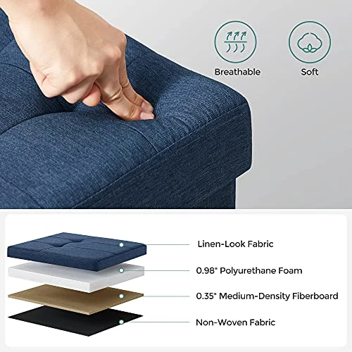 SONGMICS 30 Inches Folding Storage Ottoman Bench, Storage Chest, Foot Rest Stool, Navy Blue ULSF47IN 2 SONGMICS 30 Inches Folding Storage Ottoman Bench, Storage Chest, Foot Rest Stool, Navy Blue ULSF47IN - Image 2