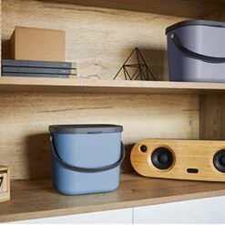 Rotho Albula Storage Box With Lid, Plastic (PP Recycled), Transparent/Anthracite, 6 Litres