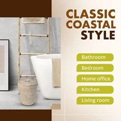 KOUBOO La Jolla Rattan Round Waste Basket With Lid & Plastic Insert, 2 Gallon Woven Wastebasket For Bathroom, Kitchen, Office, Living Room, & Home Decor, White Wash -Songmics Furniture Shop 51awsRhR0ML