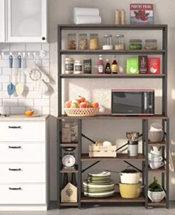 Tribesigns 5 Tiers Kitchen Bakers Rack With Hutch, Microwave Oven Stand, Wood Kitchen Storage Shelves, Large Baker's Rack Organizer With Storage, Brown 9 Tribesigns 5 Tiers Kitchen Bakers Rack With Hutch, Microwave Oven Stand, Wood Kitchen Storage Shelves, Large Baker's Rack Organizer With Storage, Brown -Songmics Furniture Shop 51axEeiIw1L