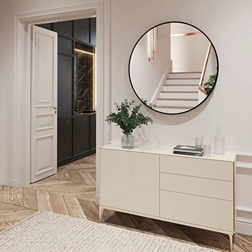 GLSLAND Circle Mirror, Gold Round Wall Mirror 24 Inch, Round Vanity Mirror For Bathrooms, Entryways, Living Rooms And Wall Decor 5 GLSLAND Circle Mirror, Gold Round Wall Mirror 24 Inch, Round Vanity Mirror For Bathrooms, Entryways, Living Rooms And Wall Decor - Image 5