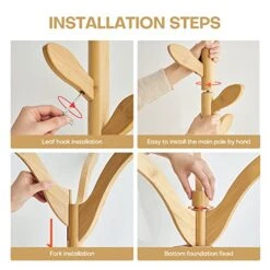 Coat Rack Freestanding Bamboo Coat Tree Rack With 8 Leaf Hooks, 3-Size Height Adjustable For Adults & Kids, Clothes Hanger Stand For Jacket, Hat, Entryway/Hallway/Corner/Bedroom, Natural 11 Coat Rack Freestanding Bamboo Coat Tree Rack With 8 Leaf Hooks, 3-Size Height Adjustable For Adults & Kids, Clothes Hanger Stand For Jacket, Hat, Entryway/Hallway/Corner/Bedroom, Natural -Songmics Furniture Shop 51b7ufogcrL