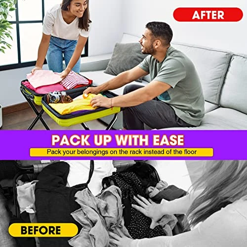 Ulimart Luggage Rack 2Pcs Upgraded Suitcase Stand,Folding Steel Frame,Luggage Rack For Guest Room,Luggage Rack For Suitcases For Bedroom,Easy Assembly Guest Room Essentials 2 Ulimart Luggage Rack 2Pcs Upgraded Suitcase Stand,Folding Steel Frame,Luggage Rack For Guest Room,Luggage Rack For Suitcases For Bedroom,Easy Assembly Guest Room Essentials - Image 2