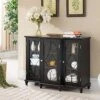 Kings Brand Furniture Wood Storage Sideboard Buffet Cabinet Console Table, Black
