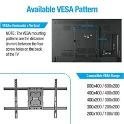 EVERVIEW Full Motion TV Wall Mount Bracket Fits For Most 37-75 Inch LED,LCD,OLED Flat Curved TVs,Dual Articulating Arms Swivels Tilts Rotation, VESA 600X400mm,132lbs,Fits 12/16" Wood Stud -Songmics Furniture Shop 51bEKZFihuL