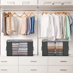 6 Pack 90L Large Storage Bags & 6 Pack 60L Clothes Storage Bags, Clothes Storage Bins Foldable Closet Organizers With Durable Handles With Clear Window For Clothes Pillow Blankets Bedding -Songmics Furniture Shop 51bERpMpw8L