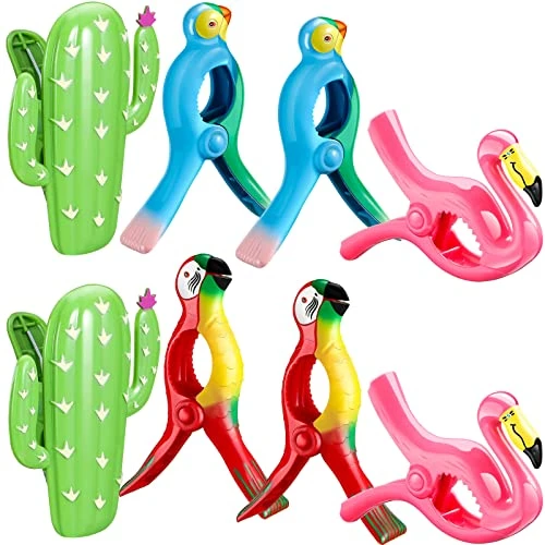 8 Pieces Beach Towel Clips Beach Chair Clips Towels Portable Parrot Flamingo Cactus Swallow Beach Towel Holder For Towels Cruise Pool Holiday Outdoor Clothes Pins (Multicolor,Multi Style) 1 8 Pieces Beach Towel Clips Beach Chair Clips Towels Portable Parrot Flamingo Cactus Swallow Beach Towel Holder For Towels Cruise Pool Holiday Outdoor Clothes Pins (Multicolor,Multi Style)