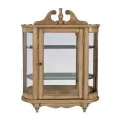 BOWERY HILL Traditional Wood Wall Curio With 2 Adjustale Glass Shelves In Beige 6 BOWERY HILL Traditional Wood Wall Curio With 2 Adjustale Glass Shelves In Beige -Songmics Furniture Shop 51bHuhmKylL
