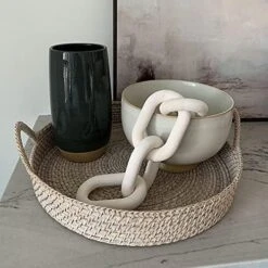 Hanlin Wood Chain Link Decor - Hand Carved Boho Decorative Chain, Farmhouse Decor, Sustainable Pine, Coffee Table Shelf For Home Living Room (White) 11 Hanlin Wood Chain Link Decor - Hand Carved Boho Decorative Chain, Farmhouse Decor, Sustainable Pine, Coffee Table Shelf For Home Living Room (White) -Songmics Furniture Shop 51bMmedJb5L. AC