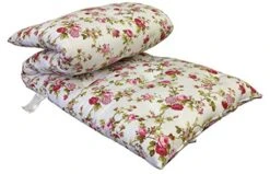 Twin Size Traditional Japanese Floor Futon Mattresses, Tatami Foldable Cushion Mats, Yoga, Meditaion 39" Wide X 80" Long (Red Rose White)