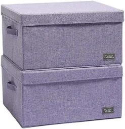 YueYue Foldable Storage Large Clothes Box Fabric，Box Fabric Bin Cube Basket With Lid，Collapsible Boxes Fabric Storage Bins Organizer Cubes Containers With Covers (17.7"/13.8"/9.8")(Light Coffee)2Pack -Songmics Furniture Shop 51bPyAKyuL. AC
