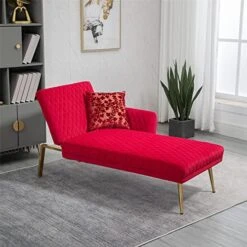 XIMEIX Stylish And Comfortable Beige Convertible Futon Sofa Bed Gold Metal Feet 66" Velvet Sofa Modern And Sleek, Rose Red -Songmics Furniture Shop 51bXlA0b1ML