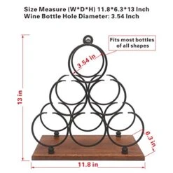 ALLCENER Countertop Wine Rack, Tabletop 6 Bottles Wood Wine Holder, Sturdy Handle, 3-Tier Rustic Classic Design, Simple Assembly, Wood & Metal (Copper) -Songmics Furniture Shop 51bbVRXWFiL