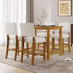 P PURLOVE 4 Piece Kitchen Table Set Counter Height Dining Setwith One Rectangle Table And 2 Cushioned Chirs And 1 Cushioned Bench For 4 Persons Dining Room Table Set(Table And 2 Chairs And 1 Bench) -Songmics Furniture Shop 51bd30zX7L. AC