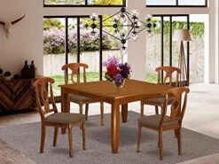 East West Furniture PFNA9-SBR-W, Wood Seat, Saddle Brown Finish -Songmics Furniture Shop 51be 8anSyL. AC
