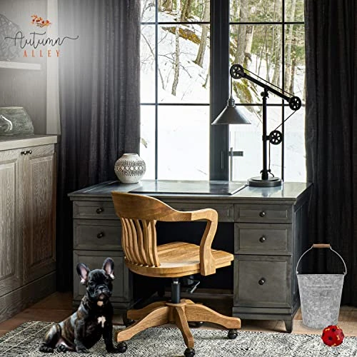 Autumn Alley Farmhouse Bathroom Trash Can - Rustic Galvanized Trash Can Bucket With Wooden Handle For Rustic Bathroom, Farmhouse Kitchen, Country Home Décor, 7 Liters, Galvanized Grey 2 Autumn Alley Farmhouse Bathroom Trash Can - Rustic Galvanized Trash Can Bucket With Wooden Handle For Rustic Bathroom, Farmhouse Kitchen, Country Home Décor, 7 Liters, Galvanized Grey - Image 2