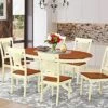 EAST WEST FURNITURE 7 Pc Dining Set-Oval Table With Leaf And 6 Dining Chairs