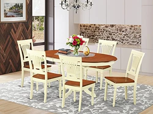 EAST WEST FURNITURE 7 Pc Dining Set-Oval Table With Leaf And 6 Dining Chairs 6 EAST WEST FURNITURE 7 Pc Dining Set-Oval Table With Leaf And 6 Dining Chairs - Image 6